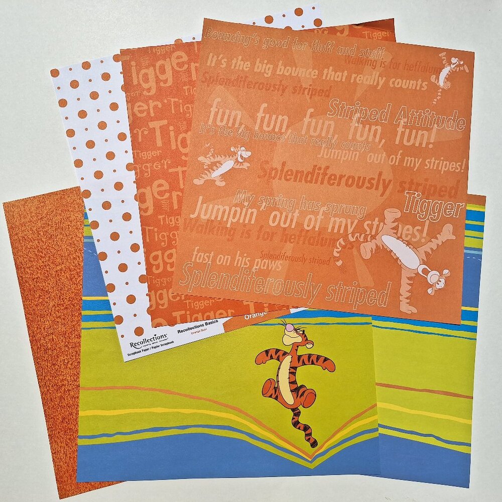 Tigger - Disney 12x12 Scrapbook Paper Lot - NEW